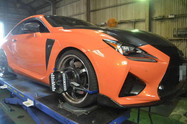 USC10 レクサス RCF 1G締め直しと四輪アライメント調整