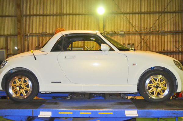 コペン L880K サスキットに交換と四輪アライメント調整